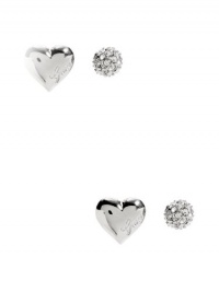 GUESS Women's Silver-Tone Logo Stud Earring Set, SILVER