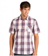 Volcom Men's Ex Factor Short Sleeve Plaid Shirt, Regatta Blue, Medium