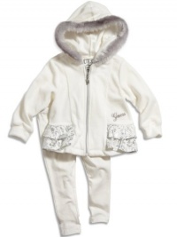 GUESS Kids Girls Baby Girl Poncho and Leggings Set (12-24m), CREAM (24M)