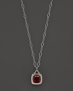 Badgley Mischka Garnet Pendant Necklace With White And Brown Diamonds, 18