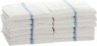 Keeble Outlets Kitchen Dish Towels, White With Royal Blue Stripe, 25.5 inches by 14.5 inches, Professional Grade 24 Ounce Tea Towel, Pack of 12