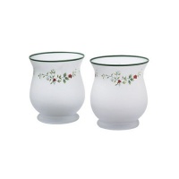 Pfaltzgraff Winterberry Frosted Candle Holders with Candles, Set of 2