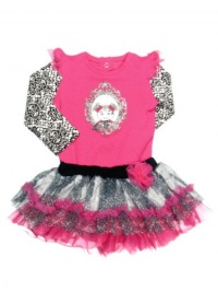 Baby Girl Black White and Pink Long Sleeve Bodysuit and Tutu Outfit by Baby Starters - Hot Pink - 6 Mths / 12-16 Lbs