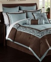 Hallmart Collectibles Rosenthal 24 Piece Queen Comforter Set Blue Brown