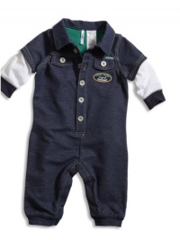 GUESS Kids Boys Newborn Two-Fer Sleeve Coverall (0-9M), INDIGO (3/6M)