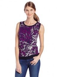 Jones New York Women's Petite Sleeveless Printed Shell Tank Sweater