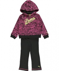 Puma - Kids Baby-Girls Infant Zebra Print Hoodie Set, Black, 24 Months