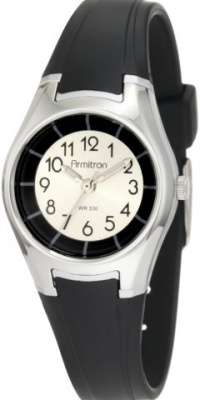 Armitron Unisex 256405BLK Silver-Tone Easy-to-Read Black Analog Sport Watch