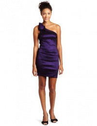 Wishes Wishes Wishes Juniors Rosette One Shoulder Dress, Eggplant, 11