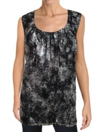 Michael Michael Kors Women's Tank Top 1X Plus Black Silver Metallic