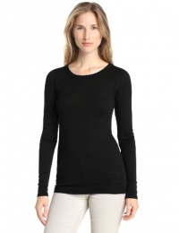 Michael Stars Women's Slub Long Sleeve Crew Neck Tee, Black, One Size