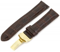 JBW JB-20MMGLD-BRN 20-mm Genuine Brown Crocodile Pattern Butterfly Buckle Leather Band Watch Strap