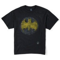 Dc Comics Batman Distressed Batman Circle Logo Mens Black Tee (Medium)