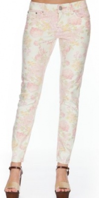 (RS1667) Dollhouse Juniors Rose Illussion Pastel Floral Print Skinnies in Rose Illusion Size: 7