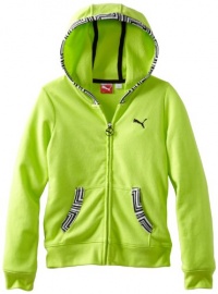 Puma - Kids Girls 7-16 Printed Trim Long Sleeve Hoodie, Lemon Lime, Medium