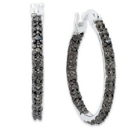 Victoria Townsend Sterling Silver Earrings, Black Diamond Accent In-and-Out Hoop Earrings