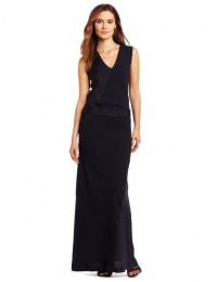 HALSTON HERITAGE Women's Sleeveless V-Neck Column Dress, Navy, 8