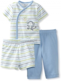 Little Me Baby-boys Newborn Monkey Jump 3 Piece Diaper And Pant Set, Blue, 6 Months