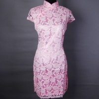 Floral Chinese Cheongsam Mini Dress Pink Available Sizes: 0, 2, 4, 6, 8, 10, 12